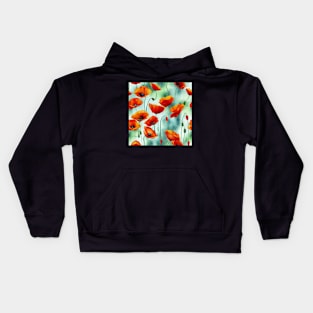 Watercolor poppy flower Kids Hoodie